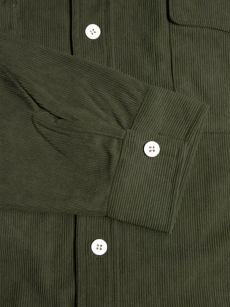 Camisa El Estanciero · Pana Canalada con Paneles de Cuero