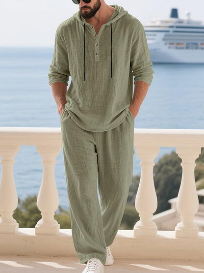 [COMPRA 1 Y LLEVATE 2] - Palermo Linen | Camisa con Capucha La Costa + Pantalón Casual
