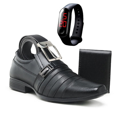 [¡COMPRÁ 1 Y LLEVATE 3 DE REGALO!] Zapatos de Cuero Premium + Cinturón + Billetera + Reloj Digital